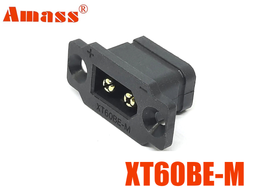 Роз'єм силовий панельний XT60BE-M Amass чорний (male, тато) фото 1