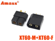Роз'єм силовий комплект XT60-M+XT60-F Amass чорний (female+male, тато+мама)