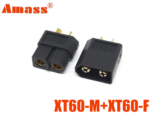 Роз'єм силовий комплект XT60-M+XT60-F Amass чорний (female+male, тато+мама) фото 1