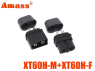 Роз'єм силовий комплект XT60H-M+XT60H-F Amass чорний (female+male, тато+мама)