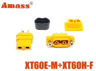 Роз'єм силовий комплект XT60E-M+XT60H-F Amass з заглушкою (female+male, тато+мама)