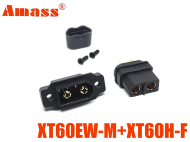 Роз'єм силовий комплект XT60WE-M+XT60H-F Amass чорний (female+male, тато+мама)