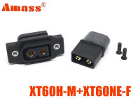 Роз'єм силовий комплект XT60H-M+XT60NE-F Amass чорний (female+male, тато+мама)