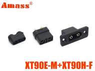 Роз'єм силовий комплект XT90E-M+XT90H-F Amass чорний  (female+male, тато+мама)