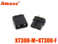 Роз'єм силовий комплект XT30U-M+XT30U-F Amass чорний (female+male, тато+мама)