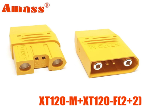 Роз'єм силовий комплект XT120-M+XT120-F(2+2) Amass (female+male, тато+мама) фото 1